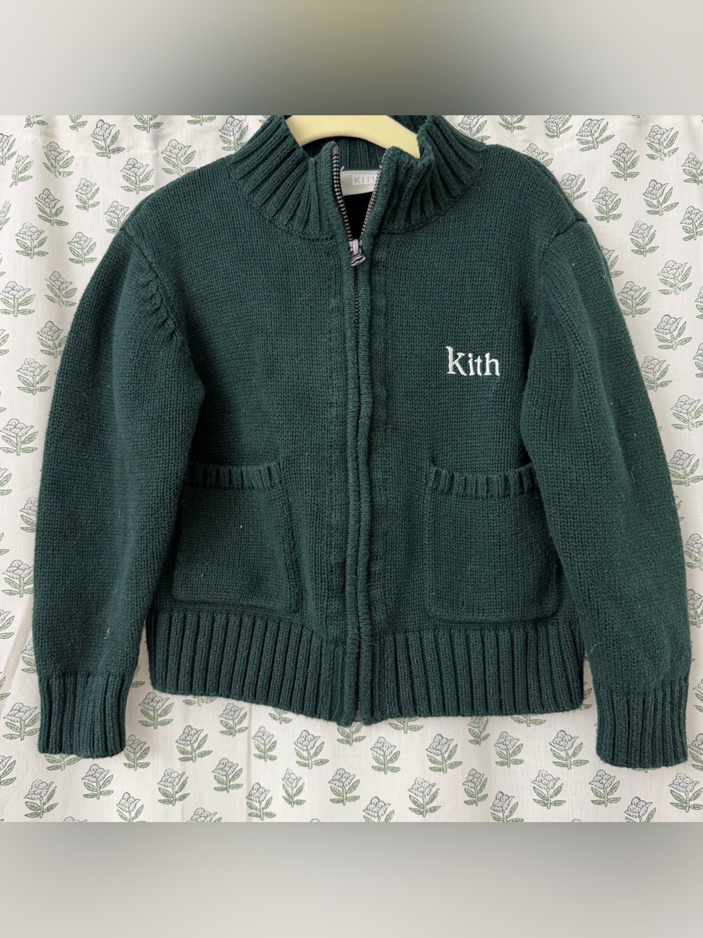 Kith | Kids Forest Green Zip-Up Knit Sweater